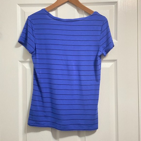 RW&Co Women's Short Sleeve Striped Flowy T-Shirt - Picture 2 of 4